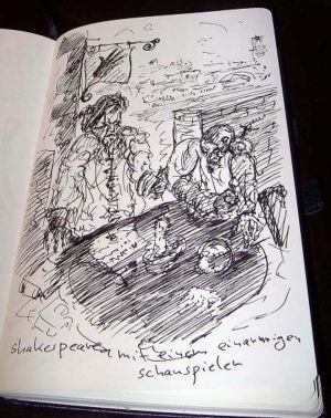 shakespeare mit einem einarmigen schauspieler